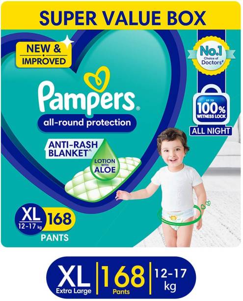Pampers All Round Protection Diaper Pants, Anti Rash Blanket, Lotion with Aloe - XL