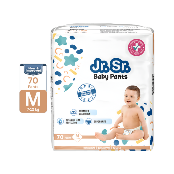 Jr. Sr. Baby Diaper Pants with Advanced Leak Protection Soft & Comfortable - M