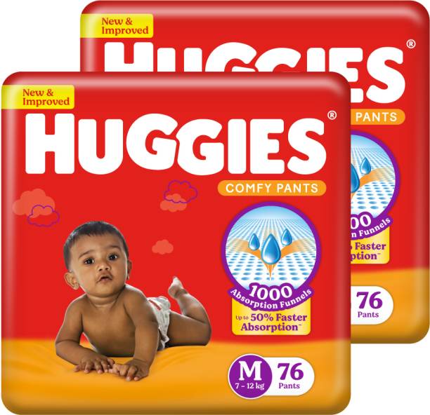 Huggies Comfy Baby Diaper Pants, Upto 50% Faster Absorption - M