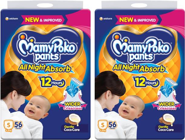 MamyPoko All Night Absorb,Coco Care & 12hr Leakage Protection | Pant Style Baby Diapers Pant Diapers - S