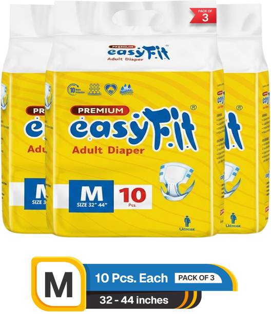 easyFit Adult Diaper Tape Style|Waist 32-44 inch|Unisex | Leak Proof | Wetness Indicator - M