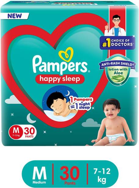 Pampers Happy Sleep Pant Style Baby Diaper, 1 Night Sleep with Anti Rash Shield - M