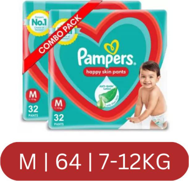 Pampers M SIZE BABY DIAPER 32+32=64(M) - M