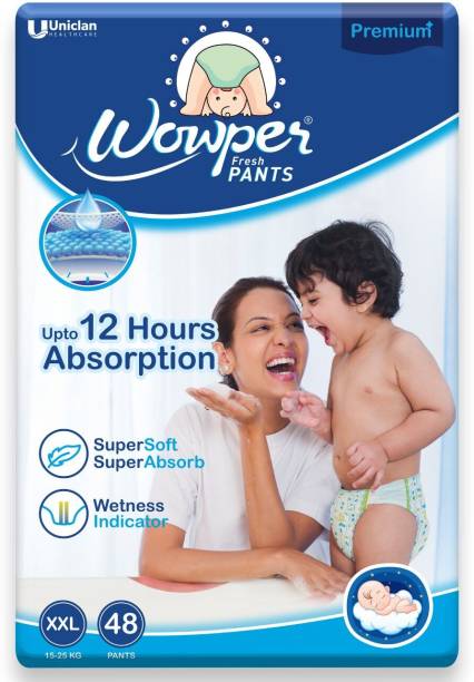 Wowper Fresh Baby Diapers Pants | Wetness Indicator | Upto 10 Hrs Absorption | 15-25 Kg - XXL