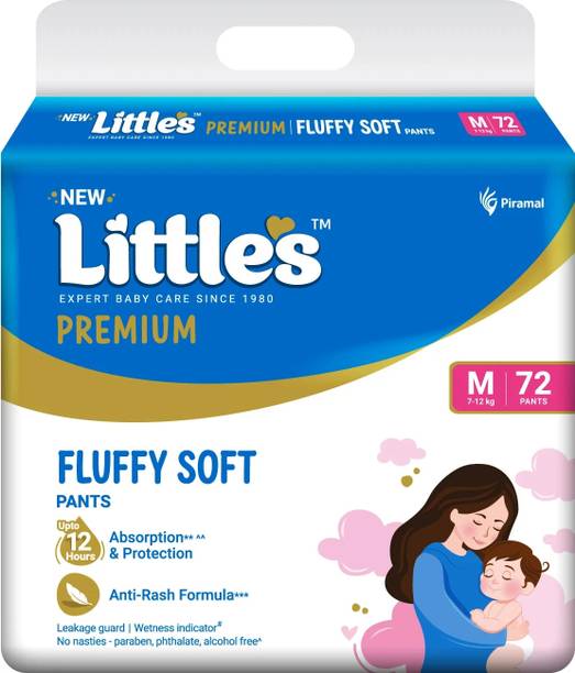 Little's Comfy Baby Diaper Pants - Premium 12 Hours Absorption, Wetness Indicator - M