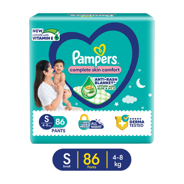 Pampers Complete Skin Comfort with VitaminE & Aloe Vera Lotion - S