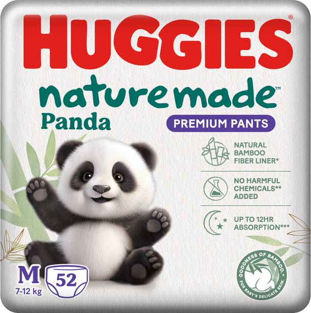 Huggies Naturemade Panda Premium diaper Pants Medium M 52(7-12kg) Pant Diapers -