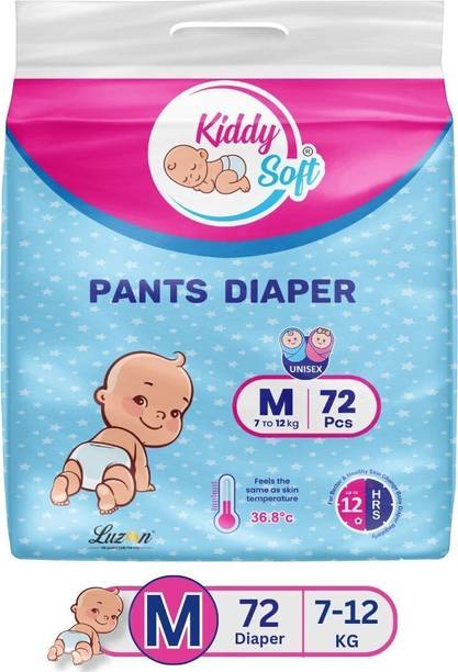 KiddySoft Baby Diaper Pant Style| 5 Layer All Night Leakage Protection & Quick Absorbency Pant Diapers - M