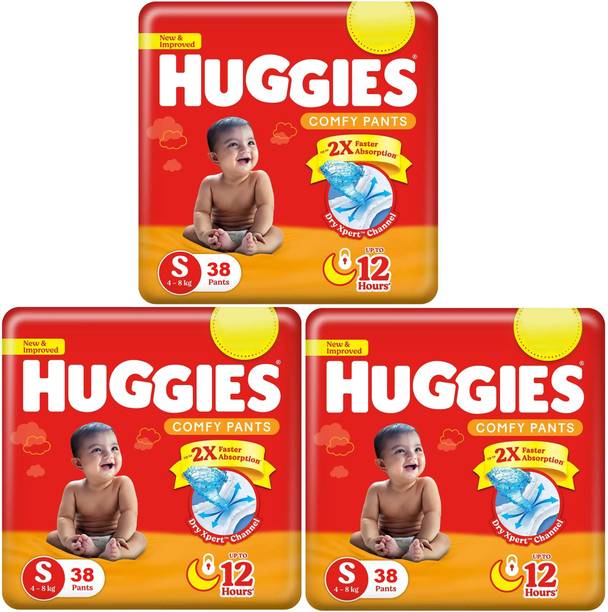 Huggies Baby Diaper Faster Absorption Small Size (Pack of 3) Comfy Pant Diapers - S