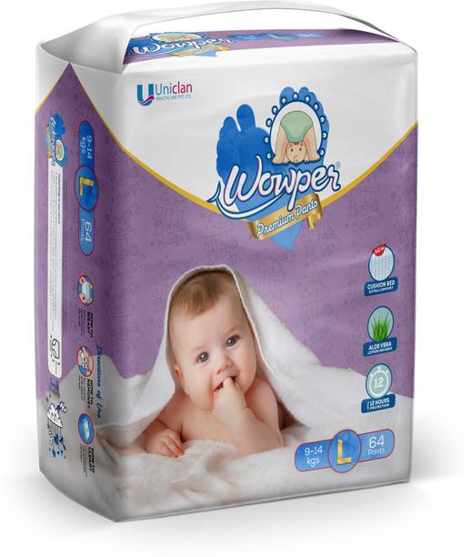 Wowper Baby Premium Diapers | up to 12 hrs Absorption | 9-14 Kg | Soft & Comfortable - L
