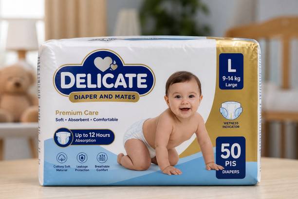 DELICATE DIAPER AND MATES Soft Leak-Proof Diapers with 12 Hours Dryness - L