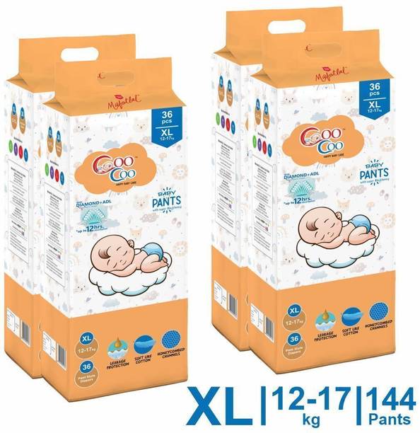 Coo Coo Extra Dry Baby Pullup Diaper Pant Size X-Large-XL (144) Count upto 12-17 kg - XL