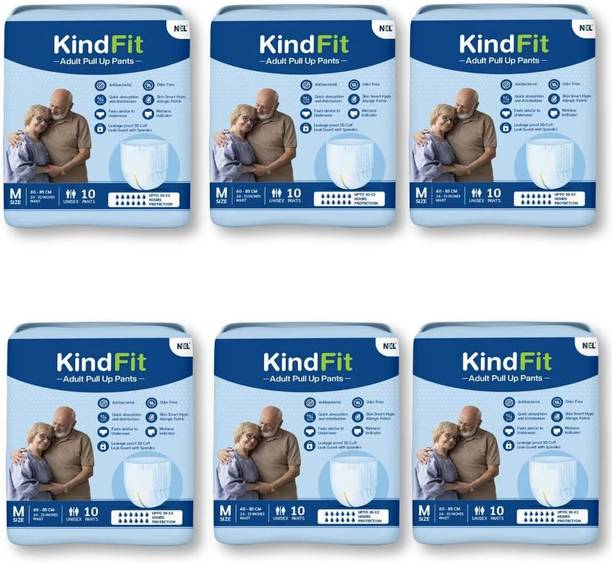 KINDFIT Adult Pull-Up Pants Diapers|Medium-60 Pieces|Waist Size ( 24-33 Inch)|Pack of 6 Adult Diapers - M