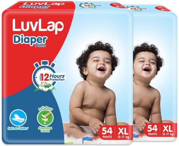 LuvLap Baby Diaper Pants X Large 12-17kg, Up to 12 Hrs Protection, Pack of 108 PCS - XL