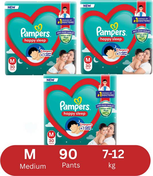 Pampers Anti rash lotion with Aloe vera baby Medium size diaper pant(Pack of 3) - M