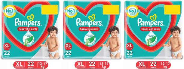 Pampers Anti rash lotion with Aloe vera baby XL size diaper pants combo(Pack of 3) Pant Diapers - XL