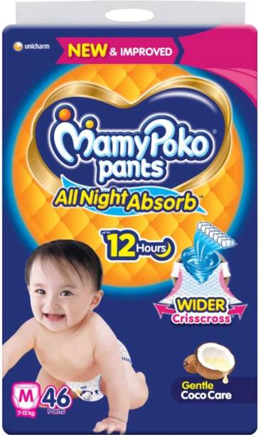 MAMYPOKOPANTS All Night Absorb, Coco Care Medium-46 (M-46 Pieces) Pant Diapers - M