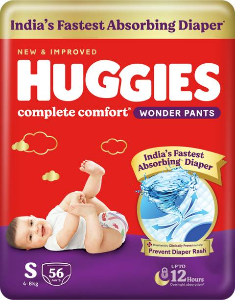 Huggies Complete Comfort Wonder Pants, India's Fastest Absorbing Diaper | - S