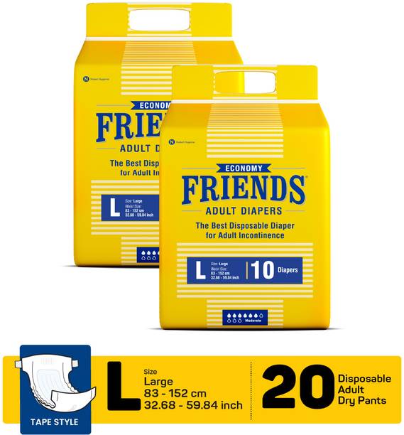 FRIENDS Economy Adult Diaper Tape Style with odourlock and Anti-Bacterial Absorbent Core Adult Diapers - L
