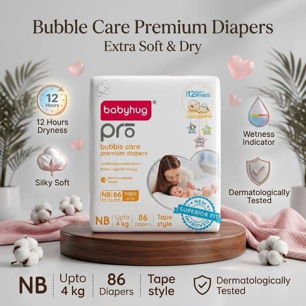 babyhug Baby Newborn NB-86 baby Tape Diaper infant leakproof diapers baby products - New Born