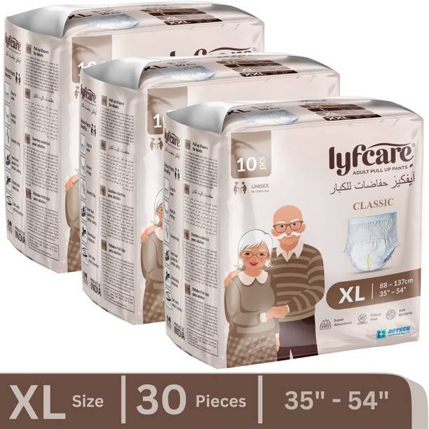 lyfcare Classic Pull-Up Pants | Waist Size (35-54 Inch) Adult Diapers - XL