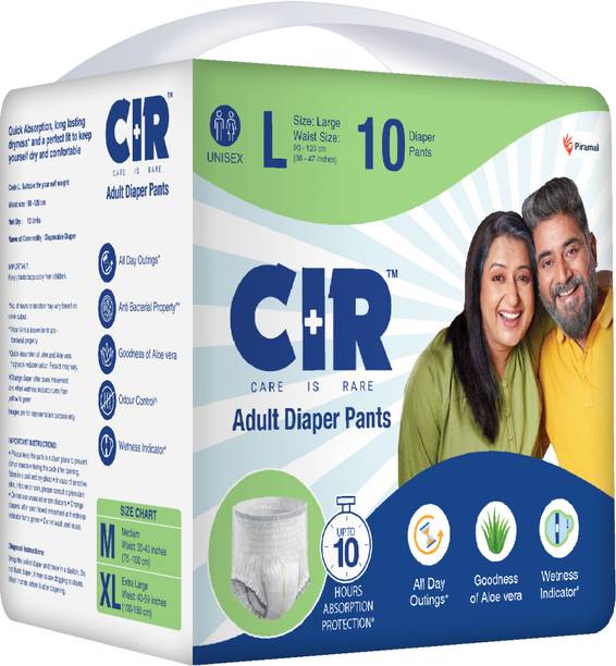 CIR 10 hr Absorption Protection with Wetness Indicator Odour Control Pant Adult Diapers - L