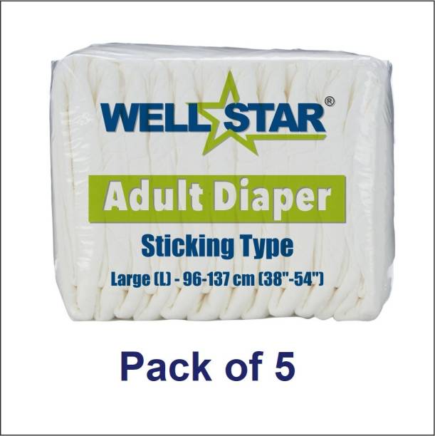Wellstar Adult Diapers (Large) - Pack of 5 Pieces Adult Diapers - L