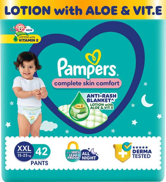 Pampers Complete Skin Comfort Pants, Anti-rash blanket, Lotion with VitaminE & Aloe Vera - XXL