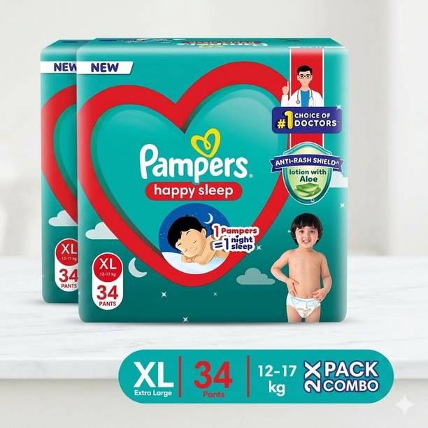 Pampers Happy Sleep Pant Style Baby Diaper, 1 Night Sleep with Anti Rash Shield Pant Diapers - XL