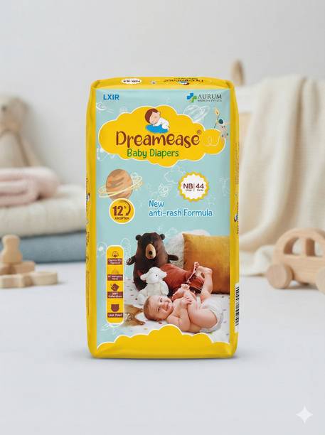 Dreamease Baby diaper Nb size Super Absorbent With Japanese Technology pack of 44 - New Born