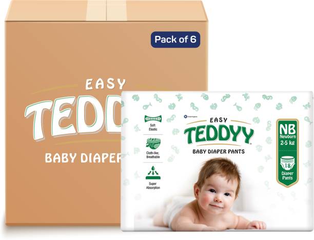 TEDDYY Baby Diapers Pants Easy New Born 108 Count - New Born