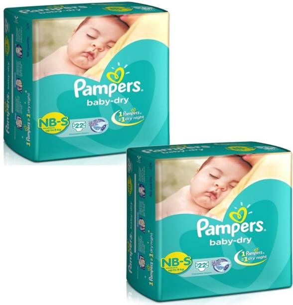 Pampers Baby dry diaper Nbs 22+22 PACK OF 2 - New Born