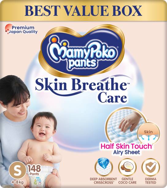 MamyPoko Pants Skin Breathe Care , 3X Breathable & Derma Tested-S (148 Count) Pa