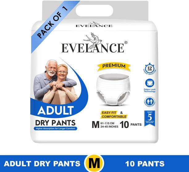 EVELANCE Medium Adult Diaper Pants Premium (Waist Size - 24-45 Inches) Adult Diapers - M