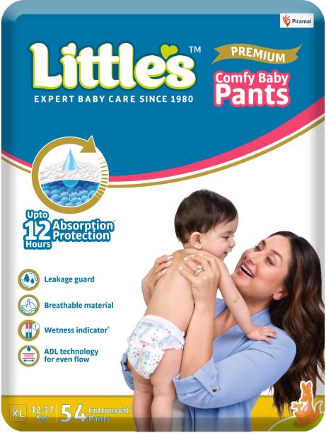 Little's Comfy Baby Diaper Pants - Premium 12 Hours Absorption, Wetness Indicator - XL