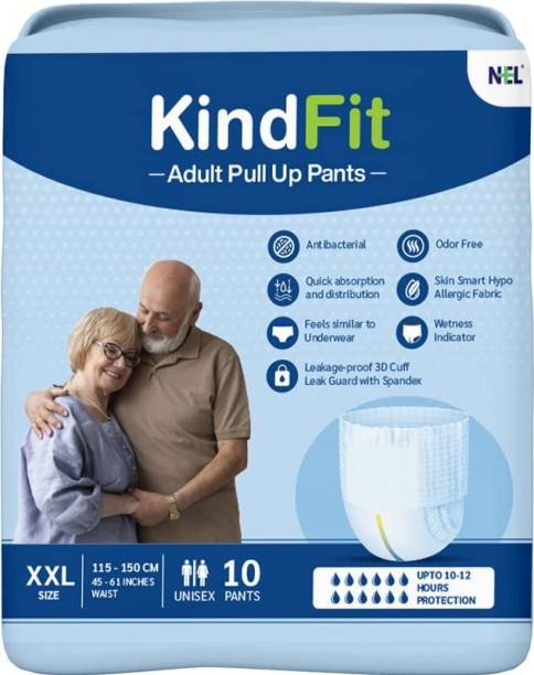 KINDFIT Adult Pull-Up Pants Diapers| XXL-10 Pieces|Waist Size : 45-61 Inch Adult Diapers - XXL