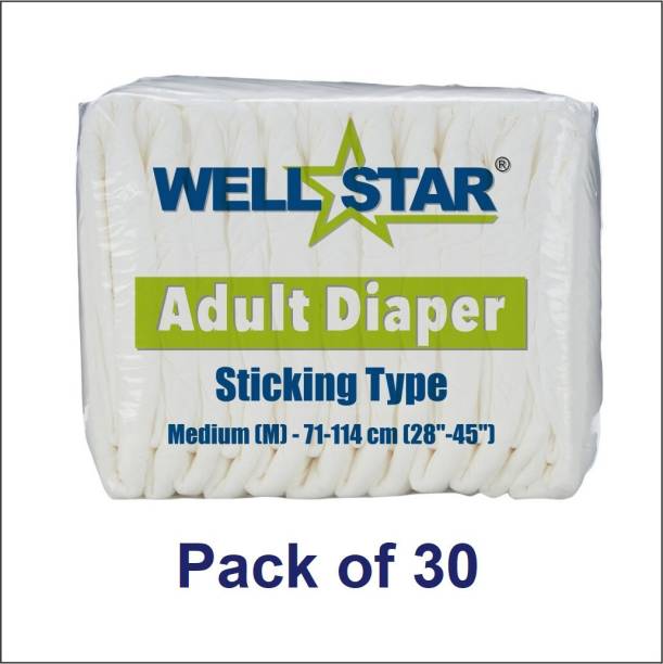 Wellstar Adult Diapers (Medium) - Pack of 30 Pieces Adult Diapers - M