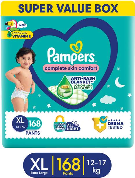 Pampers Complete Skin Comfort Pants, Anti-rash blanket, Lotion with VitaminE & Aloe Vera - XL