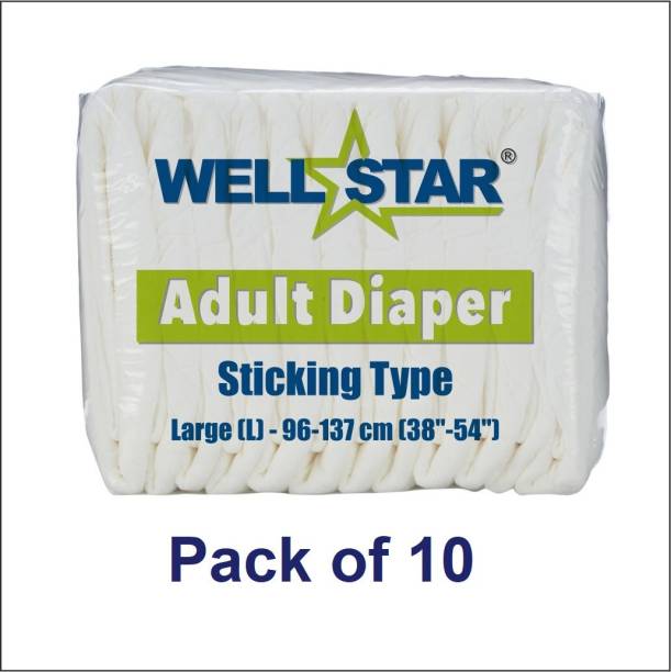 Wellstar Adult Diapers (Large) - Pack of 10 Pieces Adult Diapers - L