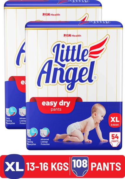 Little Angel Easy Dry Diaper Pants with 12 hrs absorption 54 Count/Pack,Pack of 2,13-16 Kgs - XL