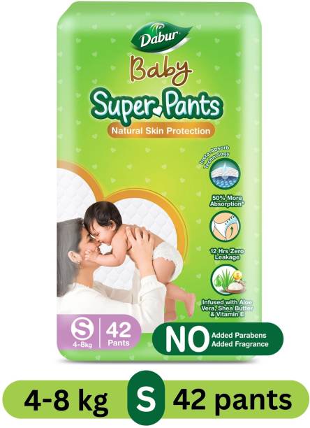 Dabur Baby Super Pants | Diaper Infused with Aloe Vera, Shea Butter & Vitamin E | Insta-Absorb Technology - S
