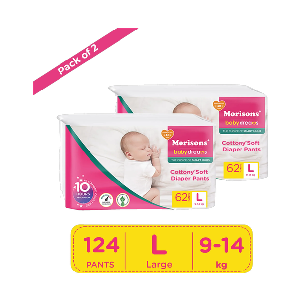 Morisons Baby Dreams Cottony Soft Diaper Pants - L