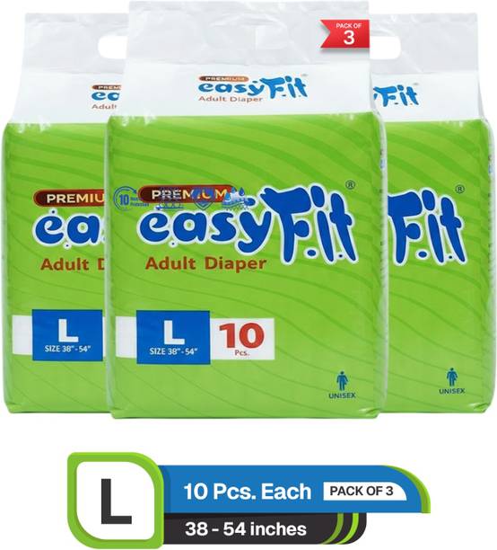 easyFit Adult Diaper Tape Style |Waist 38-54 inch | Unisex |Leak Proof|Wetness Indicator - L