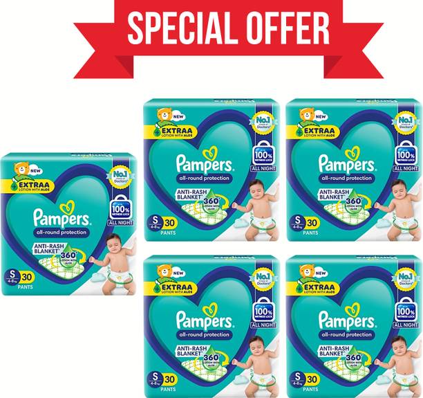 Pampers Small Baby Pants Diapers - 150 Count Comfort with Aloe Vera - S