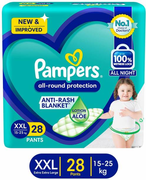 Pampers All Round Protection Diaper Pants, Anti Rash Blanket, Lotion with Aloe - XXL