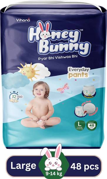HONEY BUNNY Baby Diaper Pants with bubble top sheet| Extra Soft | 12 Hour protection - L