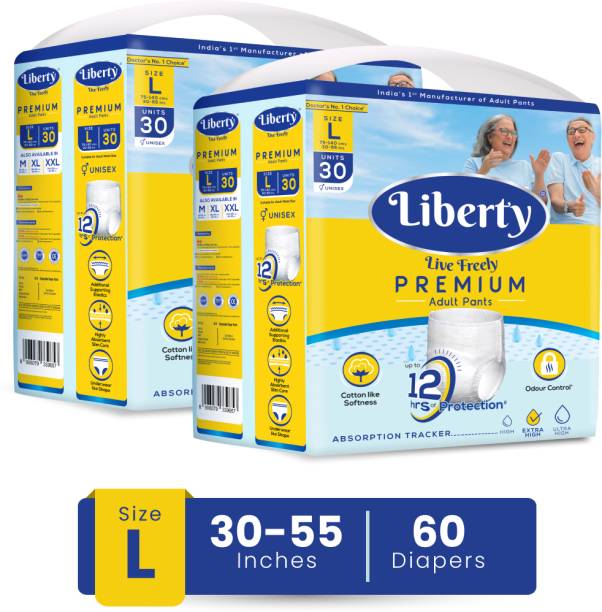 Liberty Premium Pants, Waist Size (30-55 Inches), Pack of 2 Adult Diapers - L