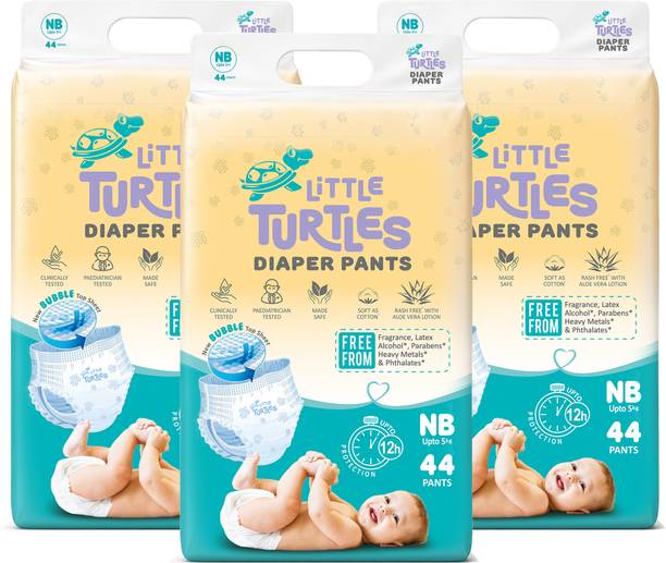 Little Turtles Baby Diaper Pants | Bubble Top Sheet | 12Hr Leak Protection | 0-5 Kg Pant Diapers - New Born