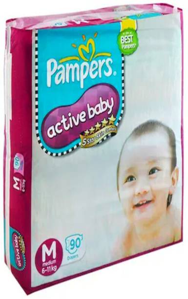 Pampers ACTIVE BABY TAPED DIAPERS MEDIUM M 90 PACK OF 1 Tape Diapers - M
