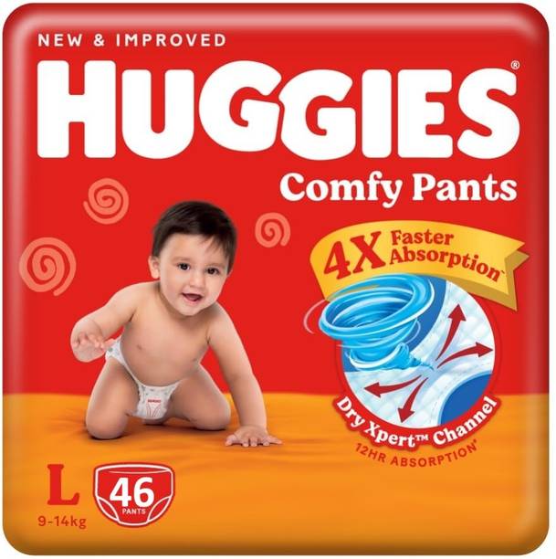 Huggies Comfy Pants Upto 4X absorption - Large (46 Pieces) - L